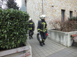 Tűzoltók tömlőkkel